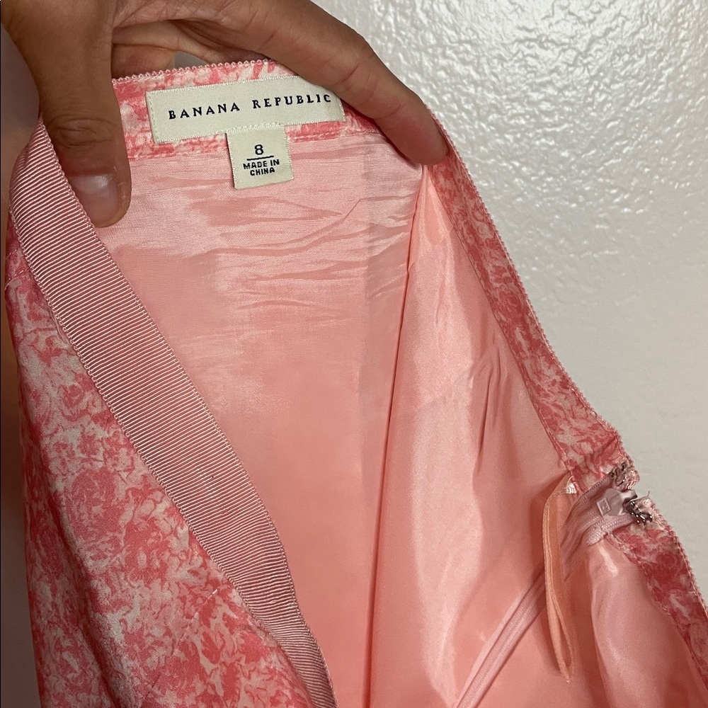 Banana Republic Women’s Silk Skirt Set M Vintage 80s/90s Pink Floral Pleated - Picture 10 of 10